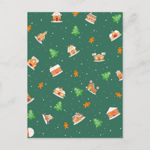 Snowy Winter Gingerbrot House Cookies Ankündigungspostkarte