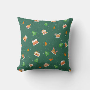 Snowy Winter Gingerbrot House Cookies Kissen