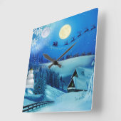 Snowy Winter Holiday Fantasy Quadratische Wanduhr (Winkel)