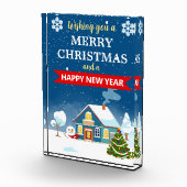 Snowy Winter House Landschaft Frohe Weihnachten Fotoblock (Rechts)