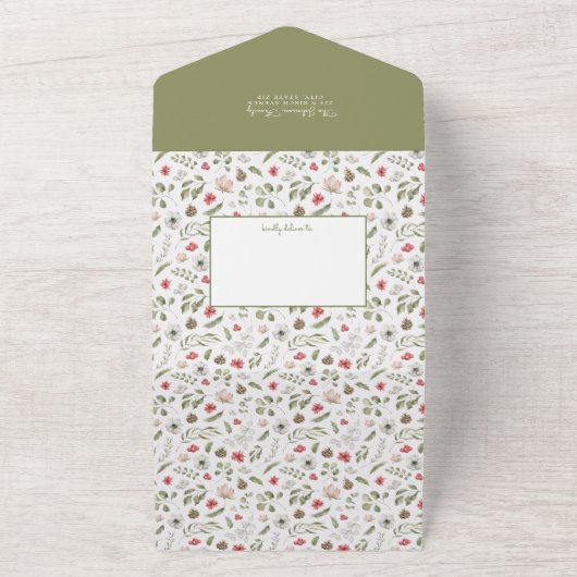 Snowy Winter House mit Elch | Weihnachtskarte für All In One Einladung (Außenbereich)