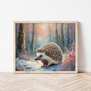 Snowy Winter Igel Moderne Kunst Poster