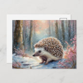 Snowy Winter Igel Moderne Kunst Postkarte (Vorne/Hinten)