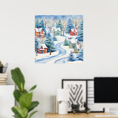 Snowy Winter Landschaft Art Poster (Heimbüro)
