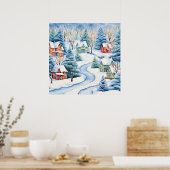 Snowy Winter Landschaft Art Poster (Küche)