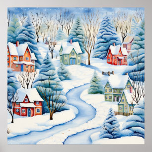 Snowy Winter Landschaft Art Poster