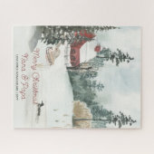 Snowy Winter Landschaft Optionale Textfarbe Puzzle (Horizontal)