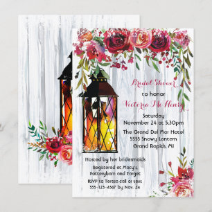 Snowy Winter Lantern Floral Brautparty Einladung