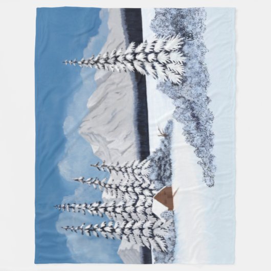Snowy Winter Large Fleece Blanket (Vorderseite)