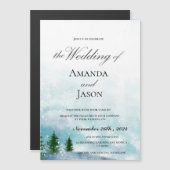 Snowy Winter Morning Blue Hues Wedding Einladung (Vorne/Hinten)