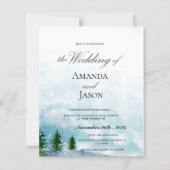 Snowy Winter Morning Blue Hues Wedding Einladung (Vorderseite)