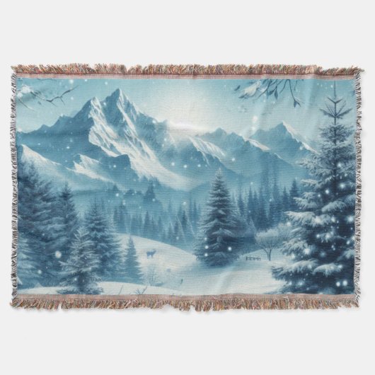 Snowy Winter Mountain Decke (Vorderseite)