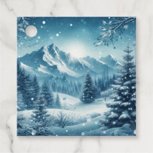 Snowy Winter Mountain Geschenkanhänger
