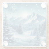 Snowy Winter Mountain Glasuntersetzer (Rückseite)
