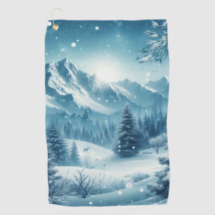 Snowy Winter Mountain Golfhandtuch