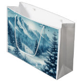 Snowy Winter Mountain Große Geschenktüte (Vorderseite Schrägansicht)