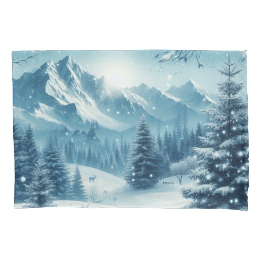 Snowy Winter Mountain Kissenbezug (Vorderseite)