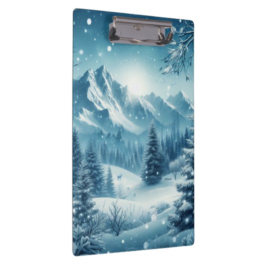Snowy Winter Mountain Klemmbrett (Rechts)