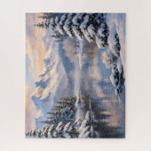 Snowy Winter Mountain Lake Reflection Puzzle (Vertikal)
