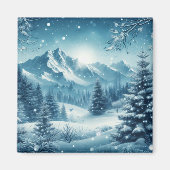 Snowy Winter Mountain Magnet (Vorne)