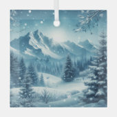 Snowy Winter Mountain Ornament Aus Glas (Vorderseite)