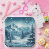 Snowy Winter Mountain Pappteller (Party)