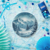 Snowy Winter Mountain Pappteller (Party)