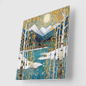 Snowy Winter Mountain Quadratische Wanduhr (Winkel)