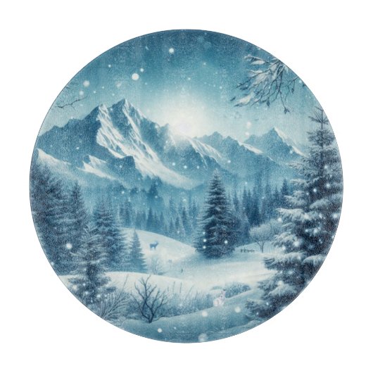 Snowy Winter Mountain Schneidebrett (Vorderseite)