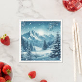 Snowy Winter Mountain Serviette (Beispiel)