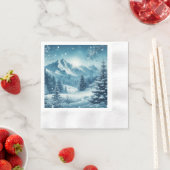 Snowy Winter Mountain Serviette (Beispiel)