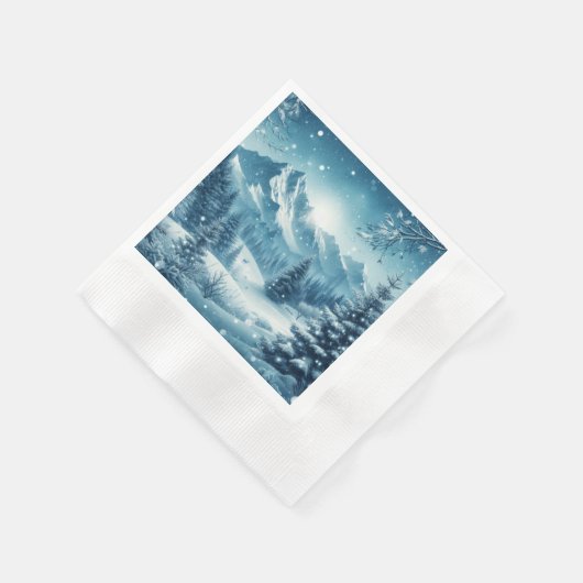Snowy Winter Mountain Serviette (Ecke)