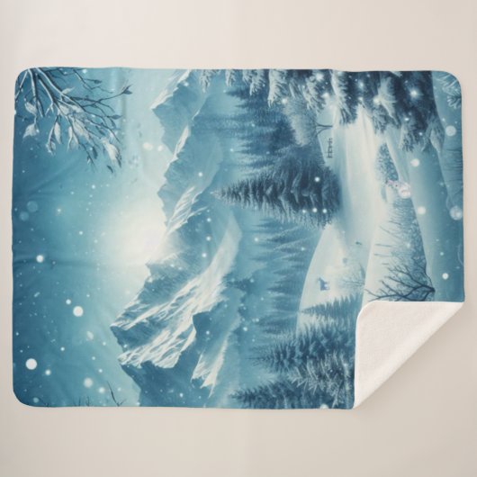 Snowy Winter Mountain Sherpadecke (Vorderseite (Horizontal))