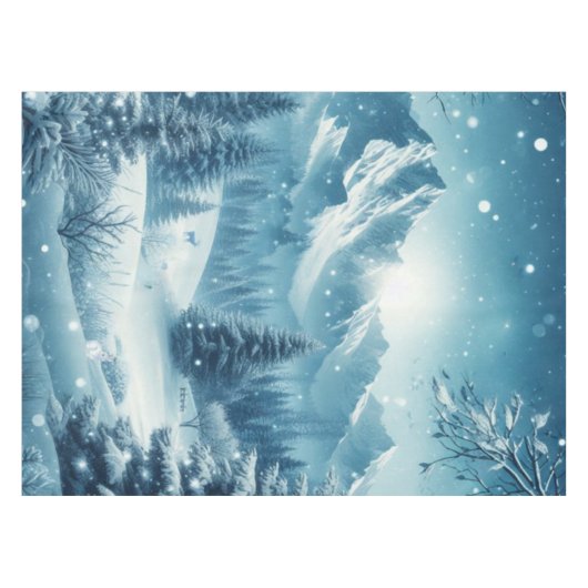 Snowy Winter Mountain Tischdecke (Vorderseite (Horizontal))