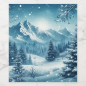 Snowy Winter Mountain Weinetikett (Einzelnes Label)