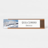 Snowy Winter Mountains Name Plate Schreibtischnamensplakette (Vorderseite )