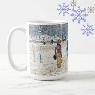 Snowy Winter New York City Szene Vintage Kunst Kaffeetasse