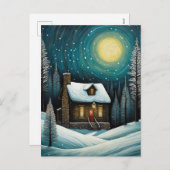 Snowy Winter Night Forest Hütte Weihnachten (Vorne/Hinten)