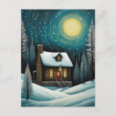 Snowy Winter Night Forest Hütte Weihnachten (Vorderseite)