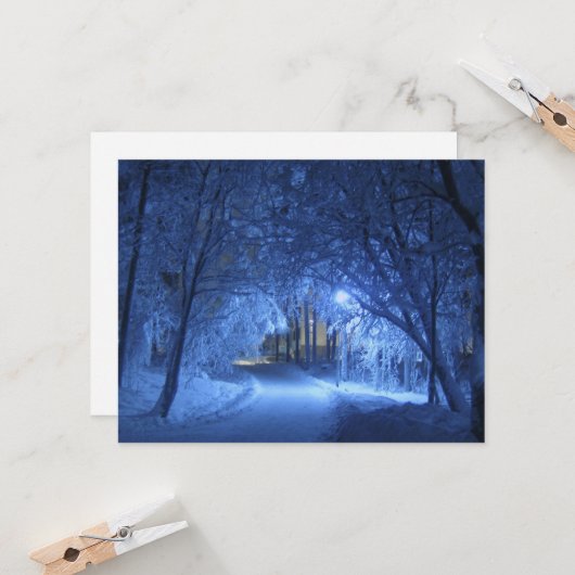 Snowy Winter Night Karte (Vorderseite/Rückseite Beispiel)