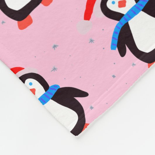 Snowy Winter Penguin Fleecedecke (Ecke)