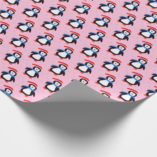 Snowy Winter Penguin Geschenkpapier (Ecke)