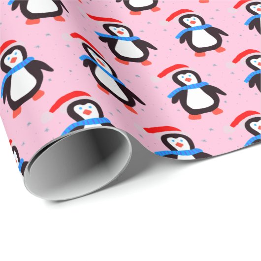 Snowy Winter Penguin Geschenkpapier (Rolleneckpunkt)