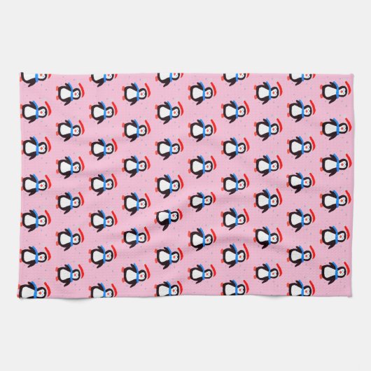 Snowy Winter Penguin Geschirrtuch (Horizontal)