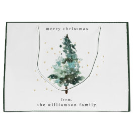 Snowy Winter Pine Tree Weihnachtsgeschenk Tasche Große Geschenktüte