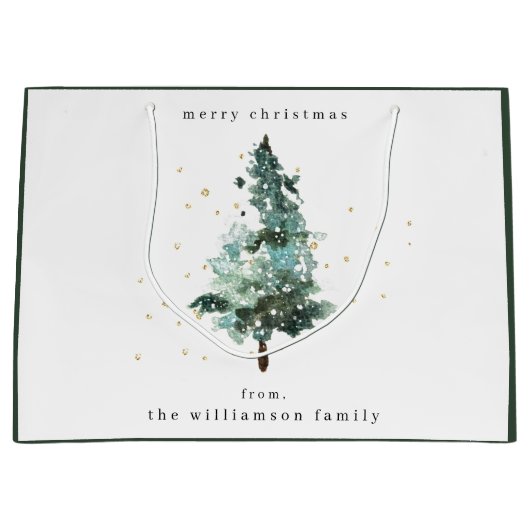 Snowy Winter Pine Tree Weihnachtsgeschenk Tasche Große Geschenktüte (Vorderseite)