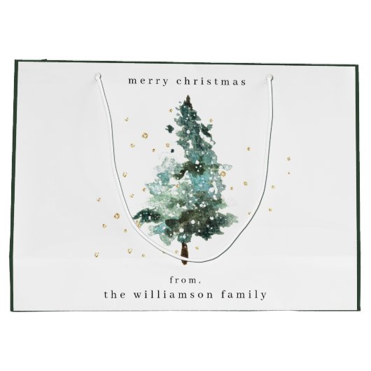 Snowy Winter Pine Tree Weihnachtsgeschenk Tasche Große Geschenktüte (Rückseite)