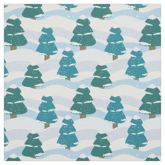 Snowy Winter Pine Trees Stoff (Muster)