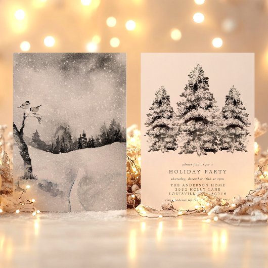 Snowy Winter Pines Holiday Party Einladung