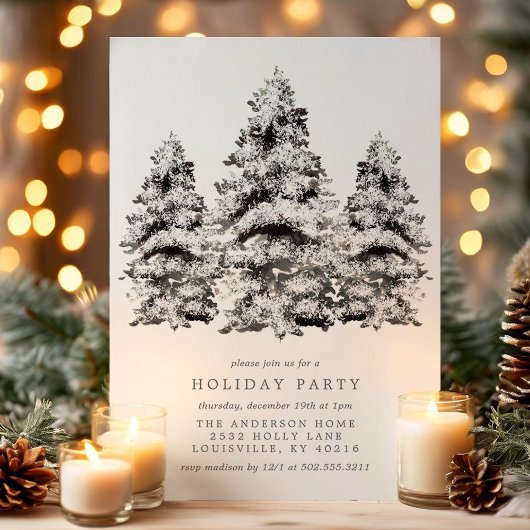 Snowy Winter Pines Holiday Party Einladung